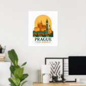 Vintage Prag Tschechien Reise Retro Poster  (Heimbüro)