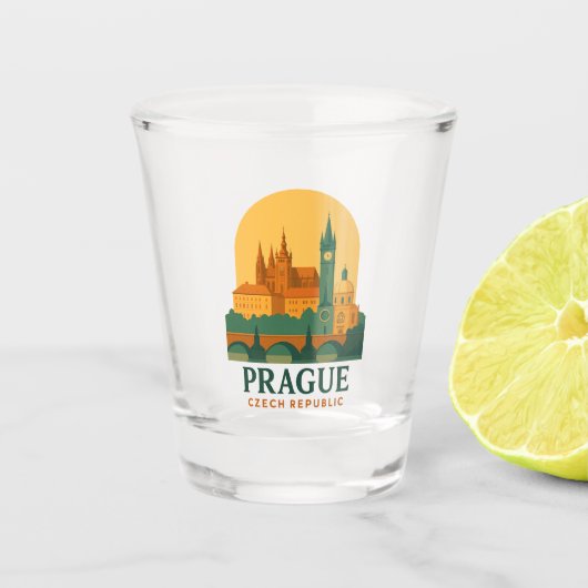 Vintage Prag Tschechien Retro-Reise  Schnapsglas (Vorderseite)