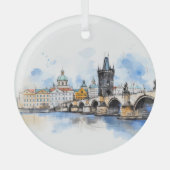 Vintage Prager Keramik Tile Ornament Aus Glas (Vorderseite)