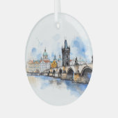 Vintage Prager Keramik Tile Ornament Aus Glas (Vorderseite links)