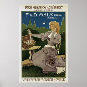 Vintage Pragschmuck-und -tafelsilber-Anzeige Poster