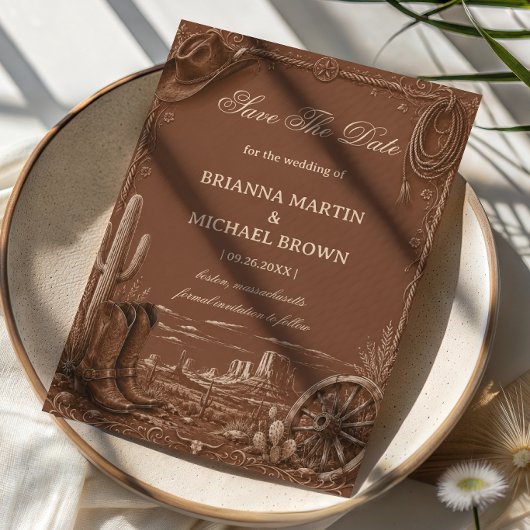 Vintage Prairie Frontier Rustikal Westlich Save The Date