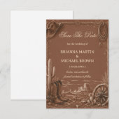 Vintage Prairie Frontier Rustikal Westlich Save The Date (Vorne/Hinten)