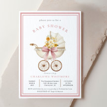 Vintage Pram Baby Shower | Blush & Golden Florals