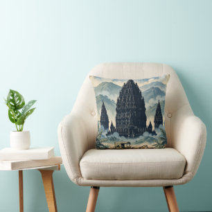 Vintage Prambanan Hindu-Tempel Java Indonesien Kissen