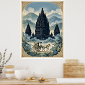 Vintage Prambanan Hindu-Tempel Java Indonesien Poster (Küche)