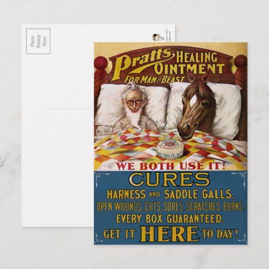 Vintage Pratts Heilsalbe Werbung Postkarte (Vorne/Hinten)
