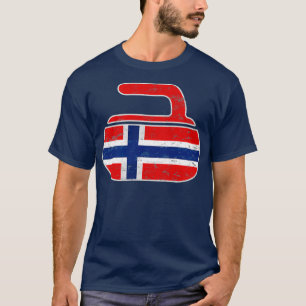 Vintage Premium-Norweger-Flagge Curling Stone-Fahn T-Shirt