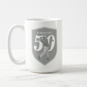 Vintage Preppy Golfer Grau Weiß 50. Geburtstag Kaffeetasse