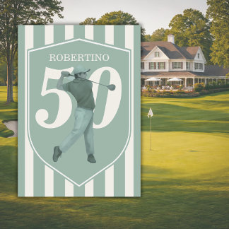 Vintage Preppy Golfer Grün Weiß 50. Geburtstag Einladung