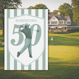 Vintage Preppy Golfer Grün Weiß 50. Geburtstag Einladung