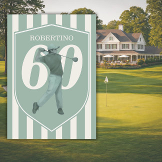 Vintage Preppy Golfer Grün Weiß 60. Geburtstag Einladung