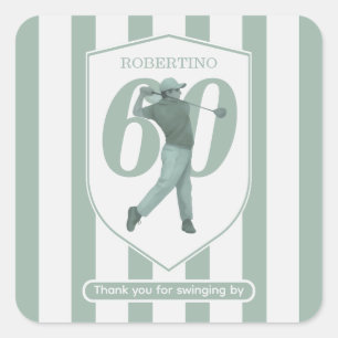 Vintage Preppy Golfer Grün Weiß 60. Geburtstag Quadratischer Aufkleber