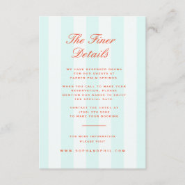 Vintage Preppy Stripes Aquamarin Orange Wedding De Begleitkarte