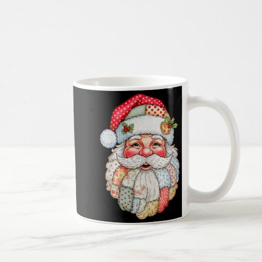 Vintage Preppy Weihnachtsmann Gesicht Patchwork We Kaffeetasse (Rechts)