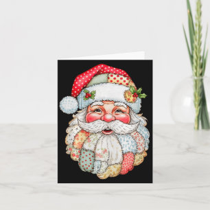 Vintage Preppy Weihnachtsmann-Gesicht-Patchwork-We Karte