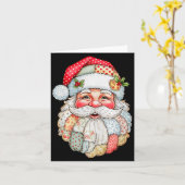 Vintage Preppy Weihnachtsmann-Gesicht-Patchwork-We Karte (Gelbe Blume)