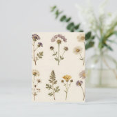 Vintage Pressed Wildflower Botanical Pattern Postkarte (Stehend Vorderseite)