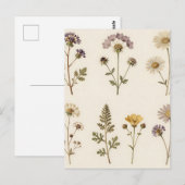 Vintage Pressed Wildflower Botanical Pattern Postkarte (Vorne/Hinten)
