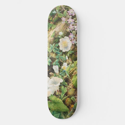 Vintage pretty petunias flowers floral painting skateboard (Vorderseite)