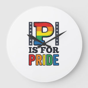 Vintage Pride Letter P Regenbogen-Shirt Design_1 Große Wanduhr