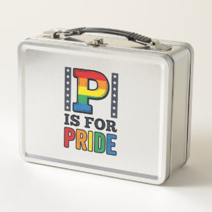 Vintage Pride Letter P Regenbogen-Shirt Design_1 Metall Brotdose