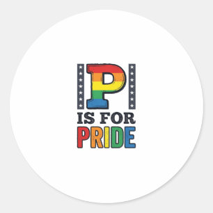 Vintage Pride Letter P Regenbogen-Shirt Design_1 Runder Aufkleber