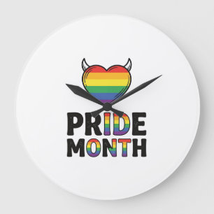 Vintage Pride Monat Gehörntes Herz-Shirt-Design_1 Große Wanduhr