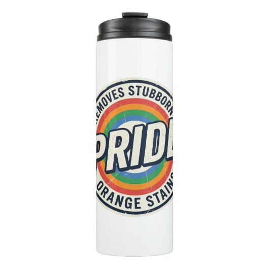 Vintage-Pride-Protest Regenbogen-Abzeichen-Vektord Thermosbecher (Vorderseite)