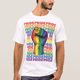 Vintage Pride Raised Fist Rainbow Shirt Design_1