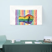Vintage Pride Raised Fist Regenbogen-Shirt Design_ Banner (Messeveranstaltung)