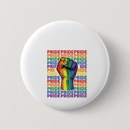 Vintage Pride Raised Fist Regenbogen-Shirt Design_ Button (Vorderseite)