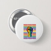 Vintage Pride Raised Fist Regenbogen-Shirt Design_ Button (Vorne & Hinten)