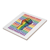 Vintage Pride Raised Fist Regenbogen-Shirt Design_ Fliese (Seite)