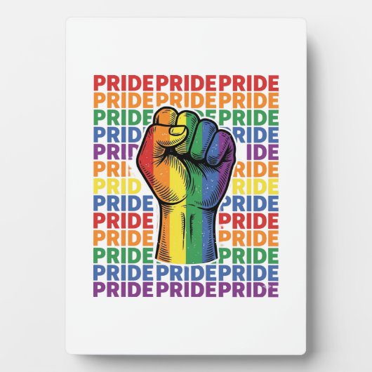 Vintage Pride Raised Fist Regenbogen-Shirt Design_ Fotoplatte (Vorderseite)
