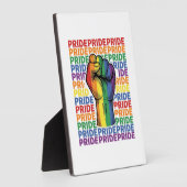 Vintage Pride Raised Fist Regenbogen-Shirt Design_ Fotoplatte (Seite)
