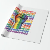 Vintage Pride Raised Fist Regenbogen-Shirt Design_ Geschenkpapier (Ungerollt)