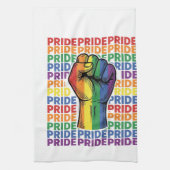 Vintage Pride Raised Fist Regenbogen-Shirt Design_ Geschirrtuch (Vertikal)