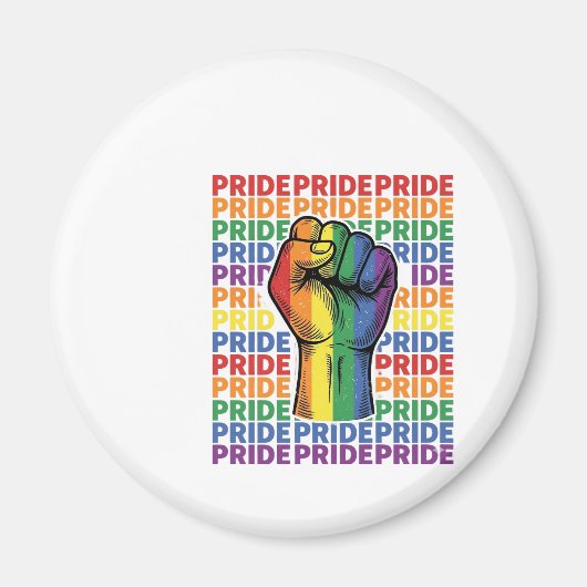Vintage Pride Raised Fist Regenbogen-Shirt Design_ Magnet (Vorne)
