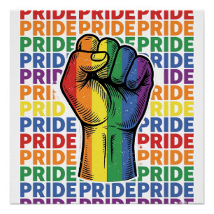 Vintage Pride Raised Fist Regenbogen-Shirt Design_ Poster