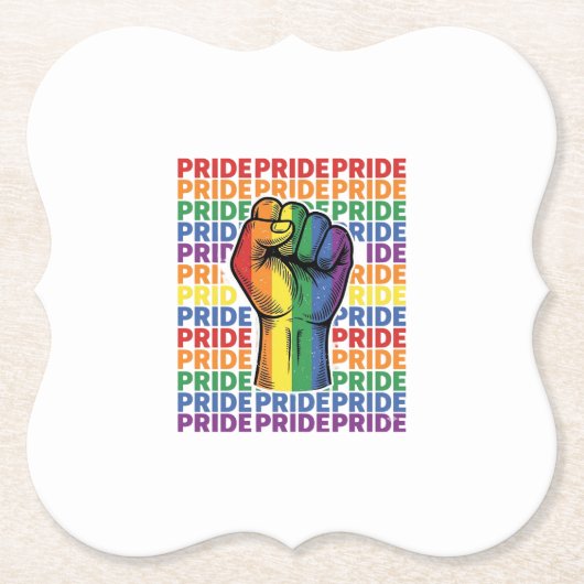 Vintage Pride Raised Fist Regenbogen-Shirt Design_ Untersetzer (Vorderseite)