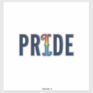 Vintage Pride Regenbogen-Lettern T-Shirt Design_1 Aufkleber