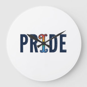 Vintage-Pride-Regenbogen-Lettern-T-Shirt-Design_1 Große Wanduhr