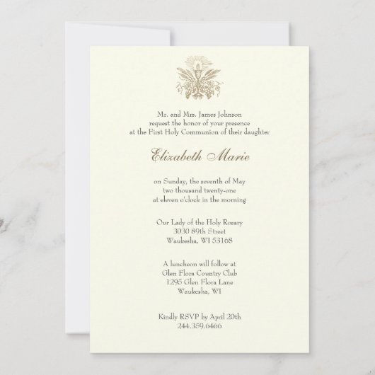 Vintage Priestermesse der Eucharistin Einladung (Rückseite)