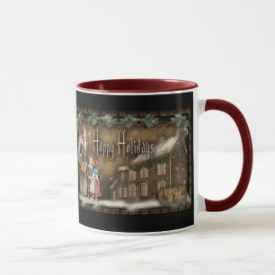 Vintage Primitive Weihnachtstasse Tasse