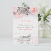 Vintage Primrose Pink Roses Wedding RSVP Card Karte (Stehend Vorderseite)