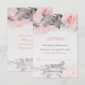 Vintage Primrose Pink Roses Wedding RSVP Card Karte (Vorne/Hinten)