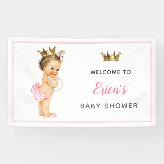 Vintage Princess Baby Dusche 1. Geburtstag Hinterg Banner (Horizontal)