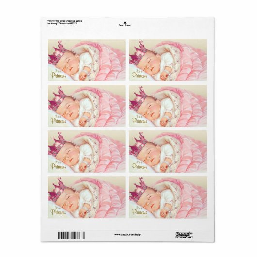 Vintage Princess Baby Dusche Wasserflaschen Etiket (Vorne)