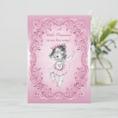 Vintage Princess Ballerina Babydusche Einladung (Stehend Vorderseite)